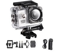 QWUUYEC Mini Caméra Sportive Étanche 1080P avec Écran 2 Pouces, Étui Submersible 30m, Support Vélo Bleu - Compacte, Facile à Utiliser, pour Cyclisme et Sports Nautiques (Blanche)