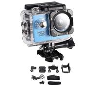 QWUUYEC Mini Caméra Sportive Étanche 1080P avec Écran 2 Pouces, Étui Submersible 30m, Support Vélo Bleu - Compacte, Facile à Utiliser, pour Cyclisme et Sports Nautiques (Bleue)