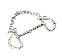 QWUUYEC Mors de Cheval en Acier Inoxydable et Cuivre, Mors à Anneau en D avec Chaîne, Taille 125mm - Durable et Confortable, Contrôle Efficace pour Le Dressage Équestre