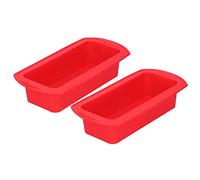 QWUUYEC Moule à Gâteau Rectangle Silicone 2 Pièces, 2lb, Rouge, Résistant à Haute Température, Souple et Facile à Nettoyer - Compatible Four et - ondes, Durable et Non Toxique