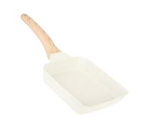 QWUUYEC Poêle Rectangle Tamagoyaki Antiadhésive, Aluminium et Manche en Plastique Phénolique Beige - Cuisson Sans Huile, Chauffage Uniforme, Idéale pour Omelettes et Petit Déjeuner