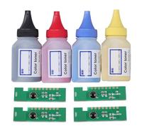 QWUUYEC Poudre de Toner Imprimante 4 Couleurs, Kit Recharge avec Puce, Résistant à la Corrosion pour Machines Photo et UV - Haute Durabilité, Flexibilité Optimale, Usage Professionnel