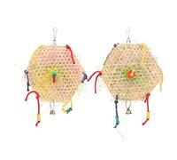 QWUUYEC Tuyaux De Jouets pour Perroquet, Lot De 2 Jouets De Broyage Suspendus, Bois Naturel, Corde en Coton, Papier Coloré, 40cm - Jouets Anti Ennui, Matériaux Non Toxiques, pour Tous