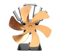 QWUUYEC Ventilateur à Chaleur pour Poêle 6 Lames, Alliage d'Aluminium, Contrôle Manuel, Ventilateur de Cheminée pour Poêles à Bois et Granulés - Auto - Alimenté, Économique en Énergie, (Ou)
