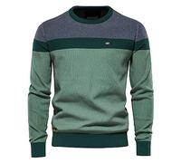 QWUVEDS 2023 Automne et Hiver Rayé Épissure Manches Longues Hommes Tricot Mode Col Rond Casual Pull Baptême Cardigan, vert, M