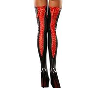 QWUVEDS Bas Club dentelle femmes confortables cuir long Thigh-high sexy Bow Socks chaussettes Chaussettes Ski Chaude (Red, One Size)