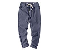 QWUVEDS Pantalon de loisirs en lin japonais en coton et lin pour homme - Style sportif - Pieds étroits - Moderne, Gy1., M