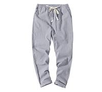 QWUVEDS Pantalon de loisirs en lin japonais en coton et lin pour homme - Style sportif - Pieds étroits - Moderne, GY2., XXL