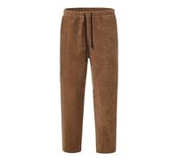 QWUVEDS Pantalon en velours côtelé pour homme - Décontracté - Taille élastique - Coupe droite - Pantalon 3 4 pour homme, marron, XXL