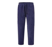 QWUVEDS Pantalon en velours côtelé pour homme - Décontracté - Taille élastique - Coupe droite - Pantalon 3 4 pour homme, bleu, XL