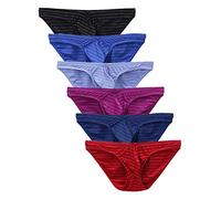 QWUVEDS Slips homme lot de 6 sous-vêtements Color Comforty-6PC Mode taille basse caleçons rayures homme sous-vêtements originaux homme sous-vêtements homme slips homme, multicolore, XXL