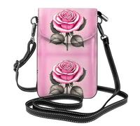 Qwvbn Beau sac à bandoulière en cuir rose rose pour téléphone, doux et imperméable, peut être utilisé comme portefeuille, avec une bandoulière amovible.
