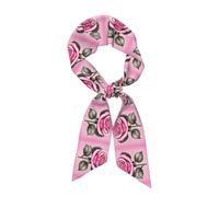 QWVBN Belle rose imprimé longue écharpe en soie avec finition satinée douce, convient pour accessoiriser les vêtements, les couvre-chefs ou comme écharpe.