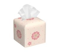 QWVBN Boîte à mouchoirs carrée en cuir avec petites fleurs de cerisier roses, tissu en cuir imperméable, convient pour les salons, bureaux, salles de bains, etc.