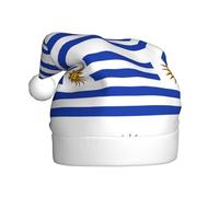 Qwvbn Chapeau de Père Noël en peluche pour adulte, imprimé drapeau de l'Uruguay, doux et confortable pour Noël, Nouvel An, fête pour hommes et femmes