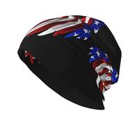 QWVBN Chapeau tricoté tendance pour adulte avec motif aigle patriotique des États-Unis, élastique et doux, adapté pour les activités de plein air et au quotidien, noir