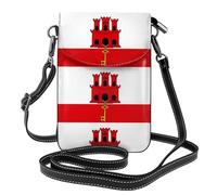 Qwvbn Drapeau de Gibraltar en cuir, sac à bandoulière à rabat, doux et imperméable, peut être utilisé comme portefeuille, avec une bandoulière amovible.