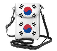 Qwvbn Drapeau de la République de Corée en cuir, sac à bandoulière à rabat, doux et imperméable, peut être utilisé comme portefeuille, avec une bandoulière amovible.