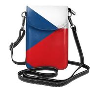Qwvbn Drapeau de la République tchèque sac à bandoulière en cuir, doux et imperméable, peut être utilisé comme portefeuille, avec une bandoulière amovible.