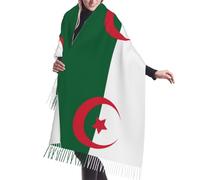QWVBN Drapeau de l'Algérie Imprimé Faux Cachemire Foulard Thermique Frange Accessoire Automne Hiver Convient pour Mariage, Voyage et plus