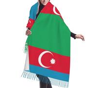 QWVBN Drapeau de l'Azerbaïdjan imprimé faux cachemire thermique à franges accessoire automne/hiver, convient pour les mariages, les voyages et plus encore.