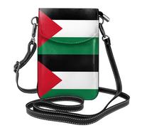 Qwvbn Drapeau de l'État de Palestine en cuir à rabat sac à bandoulière pour téléphone, doux et imperméable, peut être utilisé comme portefeuille, avec une bandoulière amovible.