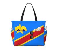 QWVBN Drapeau du Congo Sac de voyage de plage, léger et réutilisable, adapté pour les voyages en famille, la gym et les aventures en plein air.