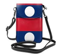 Qwvbn Drapeau du Laos en cuir à rabat pour téléphone portable, doux et imperméable, peut être utilisé comme portefeuille, avec une bandoulière amovible.