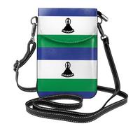 Qwvbn Drapeau du Lesotho en cuir à rabat pour téléphone portable, doux et imperméable, peut être utilisé comme portefeuille, avec une bandoulière amovible.