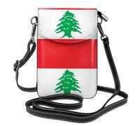 Qwvbn Drapeau du Liban en cuir à rabat pour téléphone portable, doux et imperméable, peut être utilisé comme portefeuille, avec une bandoulière amovible.
