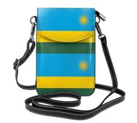 Qwvbn Drapeau du Rwanda en cuir à rabat pour téléphone portable, doux et imperméable, peut être utilisé comme portefeuille, avec une bandoulière amovible.