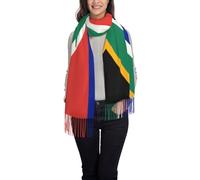 Qwvbn Écharpe à franges à poils longs imprimée drapeau de l'Afrique du Sud, élégante et chaude, parfaite à assortir avec une tenue d'automne et d'hiver.