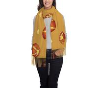 Qwvbn Écharpe à franges à poils longs imprimée pain beurré, élégante et chaude, parfaite pour être associée à une tenue d'automne et d'hiver.
