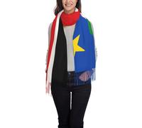 Qwvbn Écharpe imprimée drapeau du Soudan du Sud à poils longs, élégante et chaude, parfaite pour assortir avec des tenues d'automne et d'hiver.