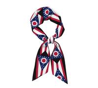 QWVBN Écharpe longue en soie imprimée drapeau de l'État de l'Ohio, finition satinée douce, adaptée pour accessoiriser les vêtements, les couvre-chefs ou comme écharpe.