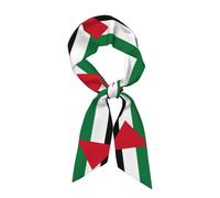 QWVBN Écharpe longue en soie imprimée drapeau de l'État de Palestine, finition satinée douce, convient pour accessoiriser les vêtements, les couvre-chefs ou comme écharpe.
