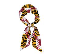 QWVBN Écharpe longue en soie imprimée drapeau de l'État du Maryland, finition satinée douce, adaptée pour accessoiriser les vêtements, les couvre-chefs ou comme écharpe.