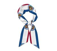 QWVBN Écharpe longue en soie imprimée drapeau de l'État du Missouri, finition satinée douce, adaptée pour accessoiriser les vêtements, les couvre-chefs ou comme écharpe.