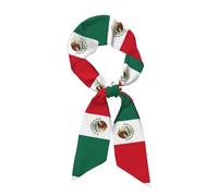 QWVBN Écharpe longue en soie imprimée drapeau du Mexique, finition satinée douce, adaptée pour accessoiriser les vêtements, les couvre-chefs ou comme écharpe.