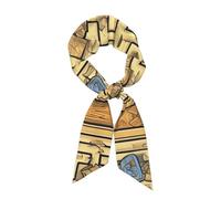 QWVBN Écharpe longue en soie imprimée Treasure Labyrinthe, finition satinée douce, adaptée pour accessoiriser les vêtements, les couvre-chefs ou comme écharpe.