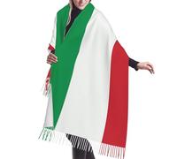 QWVBN Écharpe thermique à franges en faux cachemire imprimé drapeau italie accessoire automne/hiver, adapté pour les mariages, les voyages et plus encore.