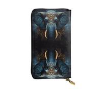 Qwvbn Eerie Portefeuille en Cuir Imprimé Éléphant Longue Pochette pour Chèques de Comptabilité Téléphone Portable Homme Femme