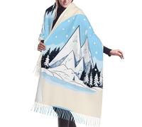 QWVBN Foulard thermique à franges en faux cachemire imprimé montagnes enneigées accessoire automne/hiver, convient pour les mariages, les voyages et plus encore.