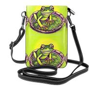 Qwvbn Grenouille dans un étang sac à bandoulière en cuir, doux et imperméable, peut être utilisé comme portefeuille, avec une bandoulière amovible.