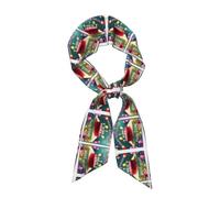 QWVBN Happy Birthday Belle écharpe longue en soie imprimée, finition satinée douce, adaptée pour accessoiriser les vêtements, les couvre-chefs ou comme écharpe.