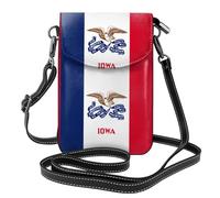 Qwvbn Iowa State Flag Sac à bandoulière en cuir à rabat pour téléphone, doux et imperméable, peut être utilisé comme portefeuille, avec une bandoulière amovible.