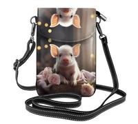 Qwvbn Joli sac à bandoulière en cuir de cochon, doux et imperméable, peut être utilisé comme portefeuille, avec une bandoulière amovible.