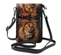 Qwvbn Le sac à bandoulière Lion's Gaze en cuir, doux et imperméable, peut être utilisé comme portefeuille, avec une bandoulière amovible.