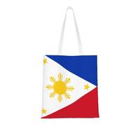 Qwvbn Les sacs fourre-tout en toile avec drapeau des Philippines sont réutilisables et adaptés pour le shopping, l'école, le travail, etc.
