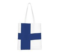 Qwvbn Les sacs fourre-tout en toile avec drapeau finlandais sont réutilisables et adaptés pour le shopping, l'école, le travail, etc.